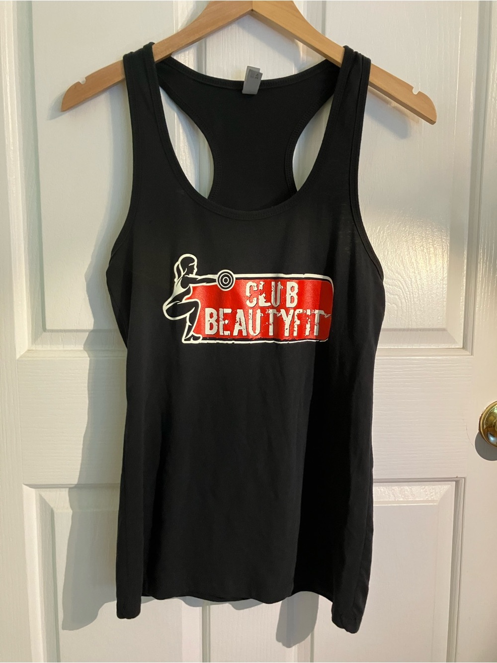 Next Level Apparel Black Racerback Tank with Red Logo